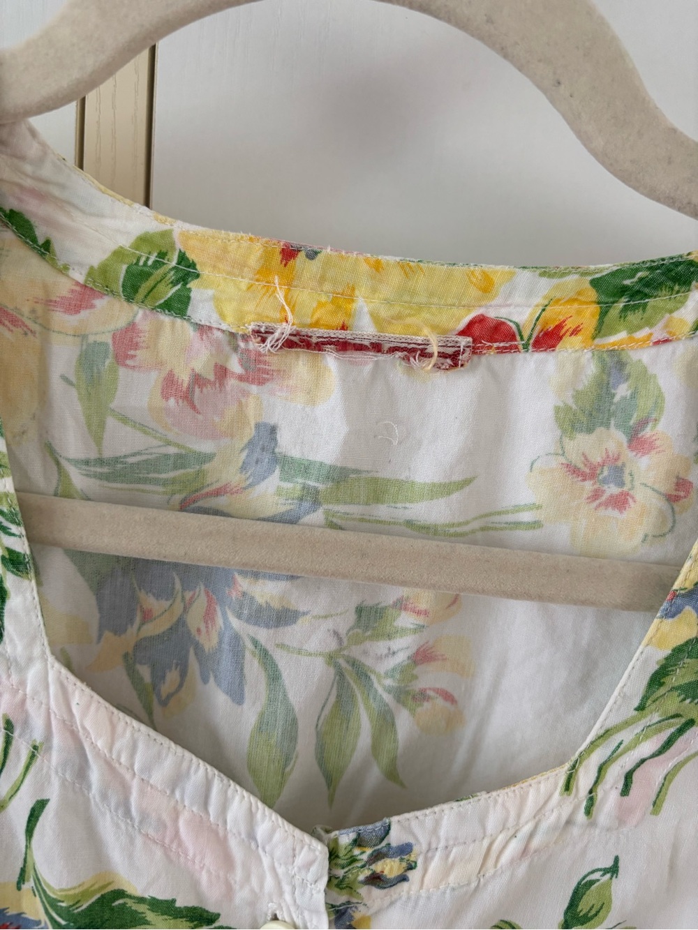 April Cornell Garden Floral Cottagecore Midi Dress White Button Front Tie Back M - Picture 4 of 14